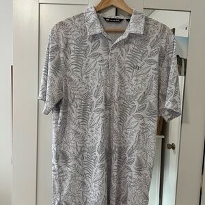 Travis Mathew White and Gray Botanical Polo Shirt